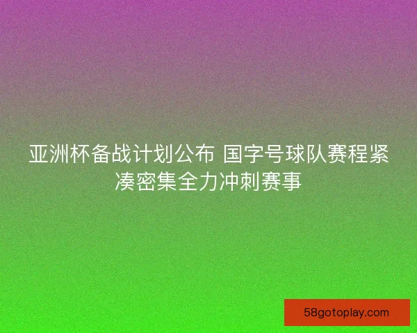 亚洲杯备战计划公布 国字号球队赛程紧凑密集全力冲刺赛事